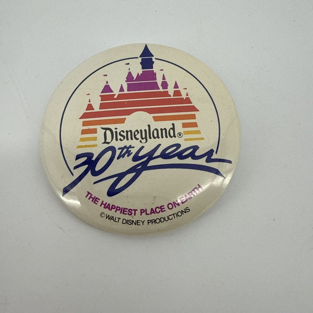 Disneyland 30th Year Anniversary Walt Disney 1985 Pinback Pin Button